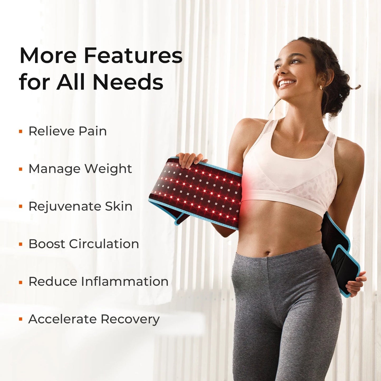 Red Light Health Care Belt  100 LED Infrared Lamp Red Light Therapy Massage Machine For Body Belt Back Waist Heating Sqin Med by Nurse Faye